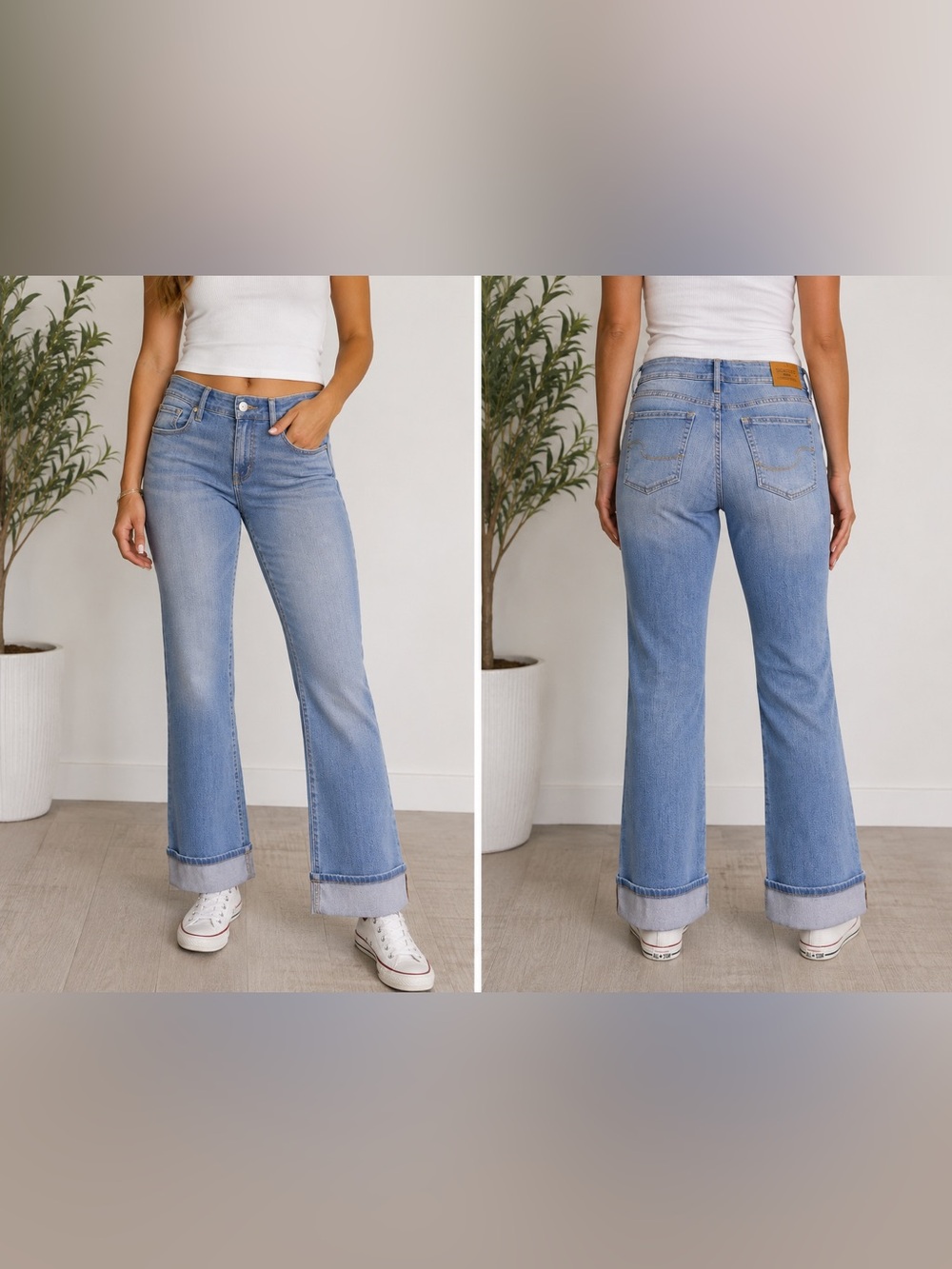Signature by Levi Strauss Light Wash Cuffed Wide Leg Crop Jeans | Size 12 W31